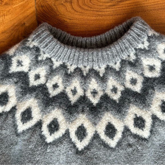 ❤️ VINTAGE L.L. BEAN FAIR ISLE WOOL GRAY SWEATER CLASSIC PULLOVER CREWNECK - Picture 5 of 10